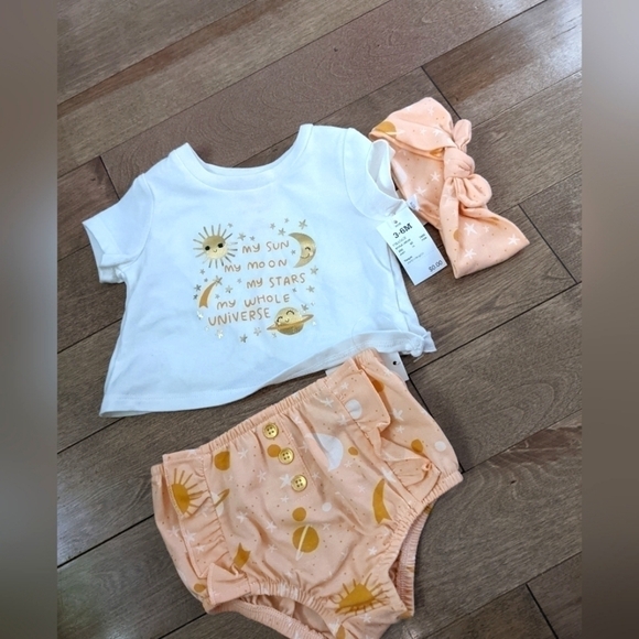 ⭐BABY girl 3 piece set ☀️🌙 by Cat & Jack new with tags - Picture 4 of 8